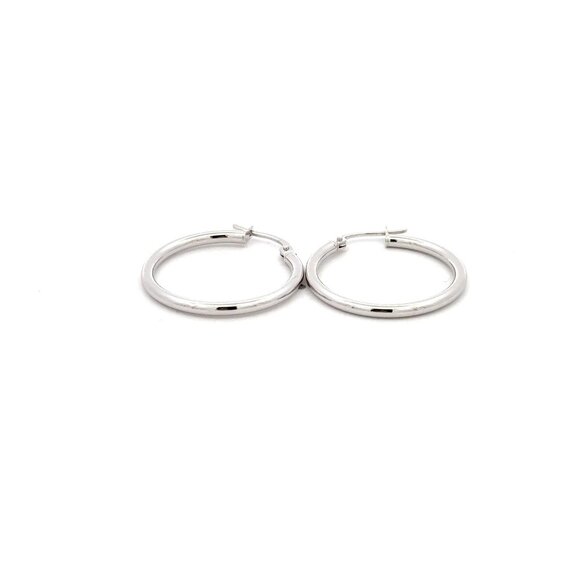 18K White Gold Earrings Hoops Loops 1.35 grams - Picture 7 of 9